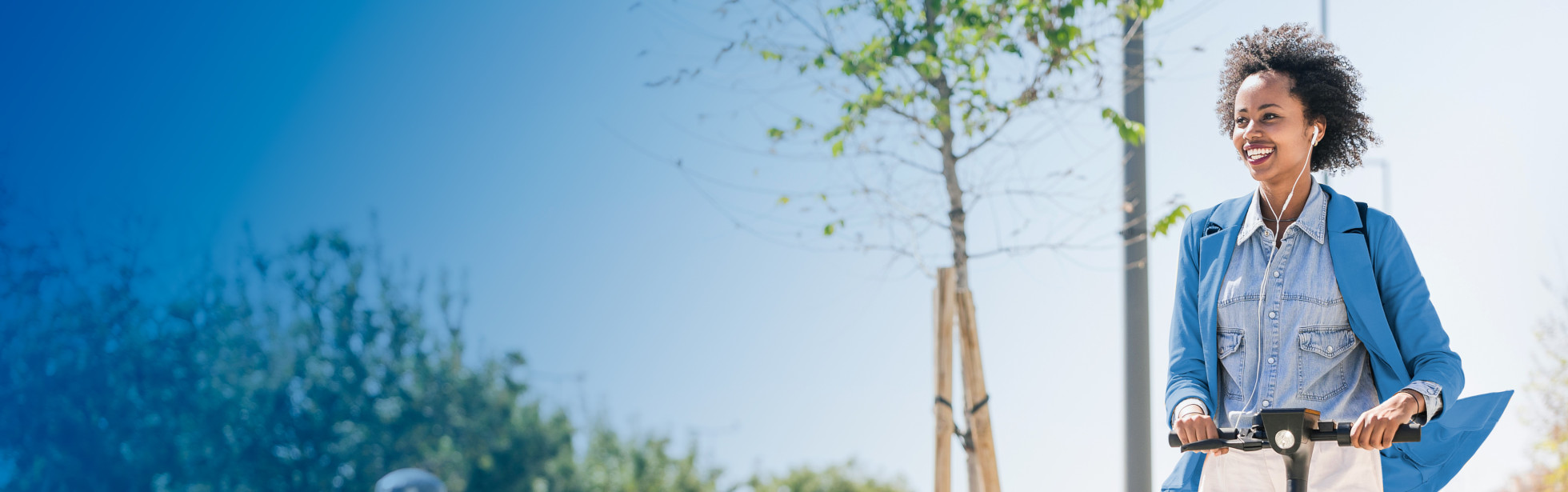 Woman riding a scooter