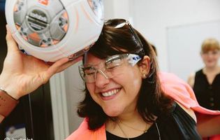 Chemist with soccer ball