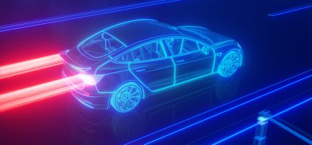 Futuristic visualization of an electric vehicle